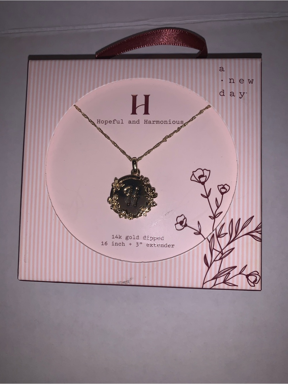 a new day Gold Decorative Medallion Pendant Necklace initial H